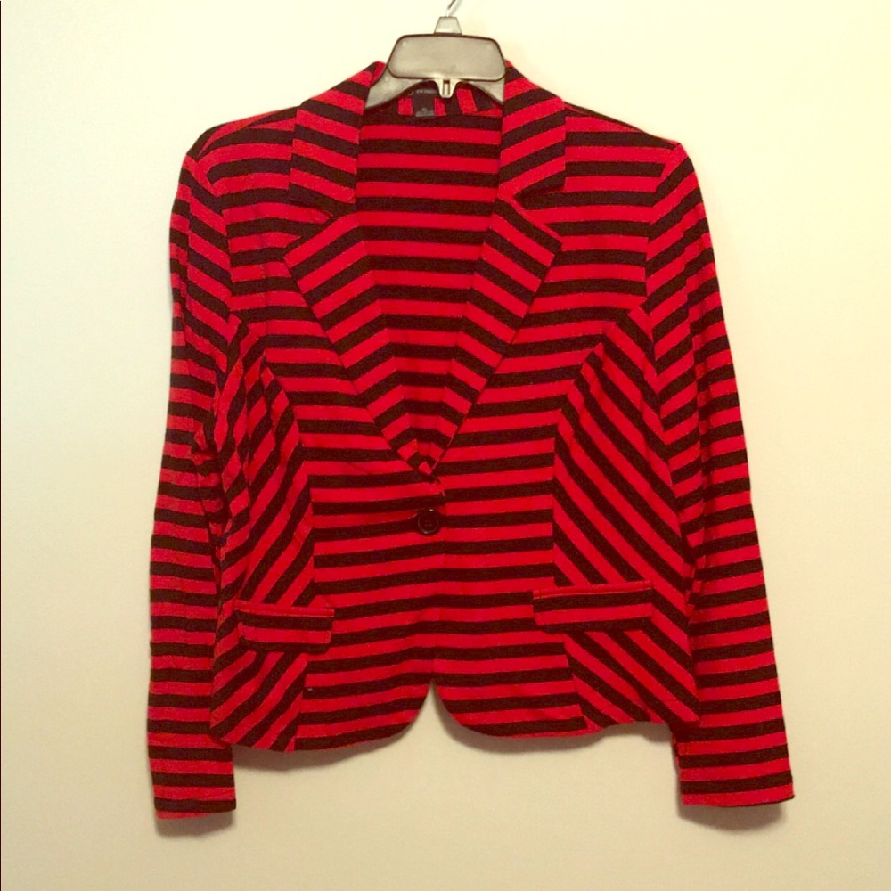Red and Black Striped Blazer